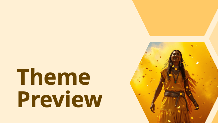 Golden yellow hexagonal frames with celebratory lifestyle photography